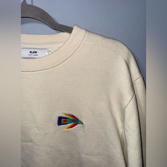 Olow Men’s Sweat Birdy Ivories 100% organic Cotton Sweatshirt  size Small EUC - Picture 3 of 9